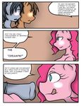  anthro anthrofied blue_eyes blush comic dialog english_text equine female friendship_is_magic hair horse horsecock inuyuru male mammal my_little_pony penis pink_hair pinkie_pie_(mlp) pony text tongue tongue_out 