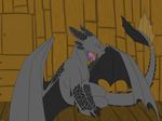  backlash91 bedroom black_scales dragon feral hi_res how_to_train_your_dragon male night_fury open_mouth scalie sleepy toothless waking_up yawn yawning 