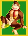  5_toes abs anal anal_penetration ape balls banana barefoot beige_nose beige_penis beige_skin big_penis black_eyes brown_fur donkey_kong donkey_kong_(series) donkey_kong_country english_text erection feral fruit fur gorilla green_background humanoid_penis looking_at_viewer male mammal mrchocolate muscles necktie nintendo nude open_mouth pecs penetration penis pink_penis pink_skin plain_background primate sitting skin solo spread_legs spreading text toes tongue video_games white_eyes yellow_background 