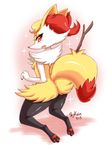  anthro braixen breasts butt canine claws digitigrade female fennec fox kneeling mammal nintendo pawpads pok&#233;mon pok&eacute;mon red_eyes skykain solo sparkles video_games wide_hips 