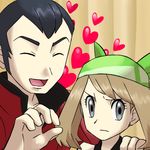  1boy 1girl father_and_daughter gym_leader haruka_(pokemon) heart pokemon senri_(pokemon) 
