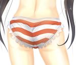  ass ass_focus bad_id bad_pixiv_id black_hair character_request close-up long_hair panties red_panties seedkeng simple_background solo striped striped_panties underwear white_background 