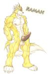  abs animal_genitalia anthro balls biceps big_muscles big_penis brown_nose brown_penis canine canine_penis chest_tuft claws erection fur knot male mammal muscles nipples nude pecs penis pose presenting ripped sheath solo standing toe_claws toned tuft utx-shapeshifter white_fur wolf yellow_eyes yellow_fur 