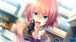  blue_eyes game_cg gun innocent_bullet kanzaki_sayaka oosaki_shinya red_hair seifuku weapon 