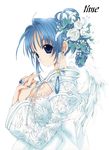  angel blue_eyes blue_hair dress looking_at_viewer nanase_aoi white_dress wing wings 