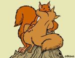  eyes_closed female feral humor kissing male mammal mr_whaite rodent squirrel wood 