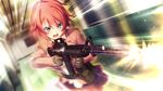  blue_eyes game_cg gun innocent_bullet kanzaki_sayaka oosaki_shinya red_hair seifuku short_hair weapon 