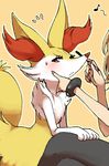  applying_makeup black_legwear blush braixen crossed_legs eyelashes gen_6_pokemon makeup mascara mascara_wand pantyhose pokemon pokemon_(creature) pokemon_(game) pokemon_xy rouge_(makeup) serena_(pokemon) sitting sweatdrop yanagida_fumita 