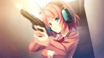  blue_eyes game_cg gun innocent_bullet kanzaki_sayaka oosaki_shinya red_hair seifuku short_hair weapon 