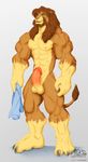  abs anthro balls biceps big_muscles blue_eyes brown_fur claws erection feline fur galen galen_(character) humanoid_penis kawayama lion male mammal muscles nipples nude pecs penis pink_nose pose presenting sheath solo standing toe_claws toned towel vein whiskers yellow_fur 
