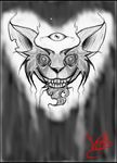  &lt;3 2013 3_eyes anthro border digital_drawing_(art) ear_tuft floating front_view fur grey_background greyscale grin headshot_portrait insane looking_at_viewer monochrome notched_ear plain_background pointy_ears portrait self_portrait sharp_teeth signature simple_background sketch solo teeth the_void third_eye tuft 
