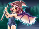  electric_wind_instrument instrument mystia_lorelei name_tag one-piece_swimsuit school_swimsuit solo swimsuit touhou wings winn 