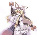  blonde_hair dress gap hair_ribbon hat hat_ribbon long_sleeves mochiki oekaki ribbon smile solo touhou yakumo_yukari yellow_eyes 