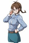  akizuki_ritsuko antenna_hair braid glasses idolmaster idolmaster_(classic) idolmaster_1 minato_fumi solo twin_braids 