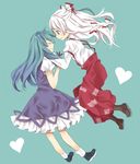  closed_eyes fujiwara_no_mokou heart kamishirasawa_keine legomaru long_hair multiple_girls touhou 