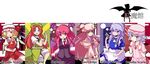  &gt;:) :d ;d apron ascot bad_id bad_pixiv_id bat_wings between_fingers blonde_hair blue_eyes blue_hair blush book braid brooch buttons character_name china_dress chinese_clothes column_lineup crescent curtsey dress dress_shirt engrish fighting_stance finger_to_mouth flandre_scarlet frills hairband hat head_wings hime_cut hong_meiling izayoi_sakuya jewelry knife koakuma laevatein long_hair long_sleeves maid maid_headdress multiple_girls necktie numako one_eye_closed open_mouth patchouli_knowledge pillar purple_eyes purple_hair ranguage red_eyes red_hair remilia_scarlet ribbon shirt short_hair short_sleeves side_ponytail side_slit silver_hair simple_background skirt skirt_set smile star striped striped_dress the_embodiment_of_scarlet_devil touhou twin_braids v-shaped_eyebrows v_arms vertical_stripes very_long_hair vest waist_apron wings 
