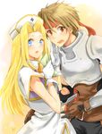  1girl :o armor bad_id bad_pixiv_id blonde_hair blue_eyes brown_hair cless_alvein dress gloves hat headband k-mame long_hair mint_adenade nurse_cap pants red_eyes tales_of_(series) tales_of_phantasia 