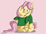  blue_eyes blush chicasonic crossgender cuddling cutie_mark duo eyes_closed female feral fluttershy_(mlp) friendship_is_magic hair hug male my_little_pony pink_hair sitting sweater 