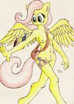  anthro anthrofied bag birds blue_eyes breasts chest_tuft cutie_mark equine female feral fluttershy_(mlp) friendship_is_magic fur group hair hands horse mammal my_little_pony nipples nude nudist pegasus pink_hair pony punk-pegasus pussy smile solo solo_female traditional_media tuft wings yellow_fur 