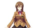  1girl breasts brown_eyes brown_hair game_cg long_hair ribbon school_uniform seishin_seiai_paraphilia sena_izumi softhouse_seal uniform 