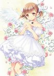  bad_id bad_pixiv_id bare_shoulders brown_eyes brown_hair collarbone dress flower hair_ribbon jewelry necklace patricia_(princess_maker_4) philomelalilium princess_maker princess_maker_4 ribbon rose short_twintails solo twintails wings 