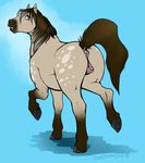  anatomically_correct_pussy animal_genitalia back_view brown_hair cyan_background digital_media_(art) equine equine_pussy eris female feral full-length_portrait hair horse inviting mammal marefurryfan markings one_eye_closed pussy quadruped raised_leg raised_tail raisedtail revadiehard revadiva side_view smile socks_(marking) solo three-quarter_view walking wink 