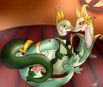  cum duo erection female feral feral_on_feral hemipenes male multi_cock nintendo open_mouth penis pok&#233;mon pok&eacute;mon pussy red_eyes reptile scalie serperior shikaro shikka snake text video_games 