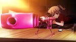  brown_hair computer fumio game_cg grisaia_no_kajitsu gun irisu_makina phone red_eyes weapon 