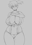  alternate_breast_size areola_slip areolae blush breasts cleavage curvy greyscale highres huge_breasts kasumi_(pokemon) maydrawfag monochrome navel pokemon pokemon_(anime) pokemon_(classic_anime) shirtless short_hair short_shorts shorts side_ponytail sketch solo suspenders thick_thighs thighs 