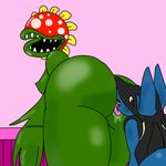  &lt;3 2013 ambiguous_gender anal anthro big_lips breasts butt eyeless female fur looking_at_viewer lucario mario_bros minecwaft_(artist) nintendo nude open_mouth oral petey_piranha pink_background piranha_plant plain_background plants pok&eacute;mon red_eyes rimming saliva sex simple_background smile teeth tongue video_games 