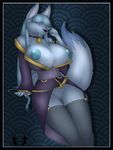  big_breasts breasts canine collar female fox huge_breasts icy_xisaru looking_at_viewer mammal nipples pussy rohan_scribe smile solo 