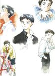  1boy bicycle concept_art gendou_pose ikari_shinji jacket neon_genesis_evangelion official_art sadamoto_yoshiyuki 