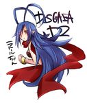  1girl blue_hair breasts disgaea disgaea_d2 genderswap laharl laharl-chan nippon_ichi pointy_ears red_eyes 