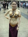  asian chains collar cosplay japanese multiple_boys multiple_girls navel photo princess_leia_organa_solo slave smile solo_focus star_wars 