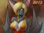  avencri balloon bat big_ears blonde_hair breasts brown_eyes female fur grey_fur hair jessica_(avencri) jessica_lavou large_ears mammal necklace nipple_bulge short_hair smile wings 