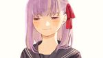  bad_id bad_pixiv_id blush fate/stay_night fate_(series) hair_ribbon matou_sakura purple_eyes purple_hair ribbon sailor_collar short_hair solo taa_(acid) 