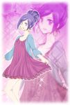  :d alternate_hairstyle aono_miki bare_legs blush dress earrings ethusa flower fresh_precure! hair_up jewelry open_mouth precure purple_eyes purple_hair smile solo sparkle zoom_layer 
