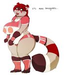  big_breasts breasts chubby english_text female green_eyes hair herro mammal nipples overweight pink_nipples plain_background raccoon red_hair solo text white_background 