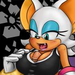  bat big_breasts blue_eyes blush breasts cleavage clothed clothed_sex clothing erection fangs female hair male mammal open_mouth penis precum rouge_the_bat saltcore sega sex shirt sonic_(series) sr straight teeth titfuck tongue tongue_out white_hair 