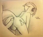  anthro anthrofied balls bent_over big_butt butt crossgender cutie_mark english_text equine erection faceless_male fatalfox floppy_ears fluttershy_(mlp) friendship_is_magic gay girly greyscale horse horsecock human human_on_anthro humanoid_penis interspecies looking_back male mammal monochrome my_little_pony nude pencil_(art) penis plain_background pony raised_tail sepia sketch text traditional_media 