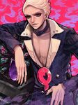  blonde_hair formal jewelry jojo_no_kimyou_na_bouken male_focus mushiro necklace prosciutto solo suit tegaki 