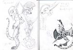 angry anthro black_and_white breasts bw canine clothing female font line_art long_ears long_tail mammal mixed_media mohawk molotov monochrome pen_(art) pencil_(art) piercing pose punk r&#228;ude r&auml;ude sketch sketch_book sketchbook smile spots thorntail traditional_media tunnel 