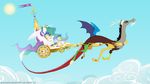  absurd_res antler antlers armor chariot cloud crown discord_(mlp) draconequus equine female feral friendship_is_magic grievousfan group hair hi_res horn horse long_hair male mammal my_little_pony pegasus pony princess princess_celestia_(mlp) royal_guard_(mlp) royalty sun winged_unicorn wings 