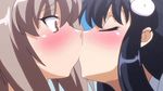  2girls alignment_you!_you! animated animated_gif blue_hair blush brown_eyes brown_hair eyes_closed female kiss long_hair multiple_girls sakurako_(alignment_you!_you!) yuri 