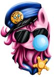 alpha_channel badge cutie_mark eyewear female feral friendship_is_magic fur hair hat long_hair looking_at_viewer my_little_pony pink_fur pink_hair pinkie_pie_(mlp) plain_background solo sunglasses transparent_background 