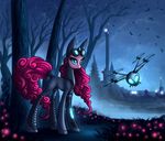  blue_eyes bodysuit clothing cloud clouds equine eyewear female feral flower forest friendship_is_magic fur goggles hair horse long_hair machine mammal mechanical my_little_pony night outside pink_fur pink_hair pinkie_pie_(mlp) pony skinsuit sky smile solo stars tree 