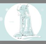  aqua bad_id bad_pixiv_id closed_eyes flat_chest hatsune_miku inemuri_uno kneeling letterboxed long_hair monochrome solo twintails vocaloid 