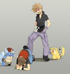  :d anger_vein arm_at_side arm_up back bandaid bandaid_on_face baseball_cap begging black_eyes black_shirt blue_pants borrowed_garments brown_hair bullying clenched_hand clothed_pokemon clothes_grab collared_shirt cosplay crying fanny_pack gen_1_pokemon grey_background hand_in_pocket hands_in_pockets hat humiliation looking_at_another male_focus motion_lines multiple_boys ookido_green open_mouth orz pants pikachu pokemon pokemon_(creature) pokemon_(game) pokemon_frlg popped_collar purple_pants red_(pokemon) red_(pokemon)_(cosplay) red_(pokemon_frlg) red_hat red_shirt shaded_face shadow shirt short_sleeves simple_background smile spitting standing stepped_on streaming_tears sweater_vest tears trembling wartortle wide_oval_eyes zukki_(suzukio) 