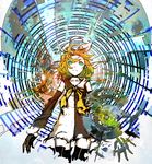  abstract bad_id bad_pixiv_id dress gloves green_eyes kagamine_rin kawazu orange_hair roshin_yuukai_(vocaloid) sailor_dress solo tears thighhighs vocaloid 