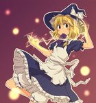  apron blonde_hair bloomers card card_in_mouth kannari kirisame_marisa magic mini-hakkero mouth_hold short_hair solo touhou underwear white_bloomers 